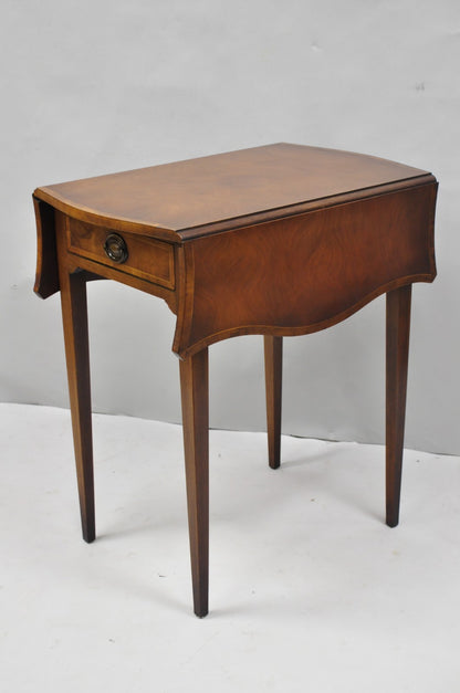 Vintage Baker Hepplewhite Style Mahogany Pembroke Dropleaf Lamp Side Table