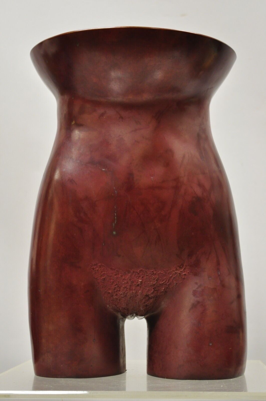 Gary Spradling (1951-2006) Bronze Nude Female Torso Art Sculpture Burnished Red