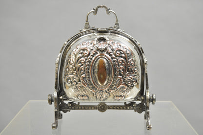 Antique English Sheffield Victorian Repousse Silver Plated Biscuit Warmer Box