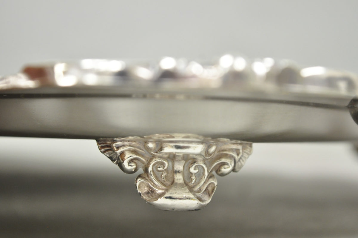 Vintage Old English Poole Silver Plated Footed Narrow Serving Platter Bar Tray