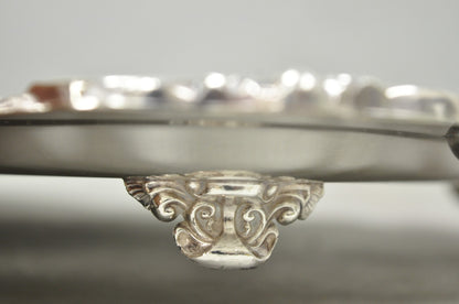 Vintage Old English Poole Silver Plated Footed Narrow Serving Platter Bar Tray