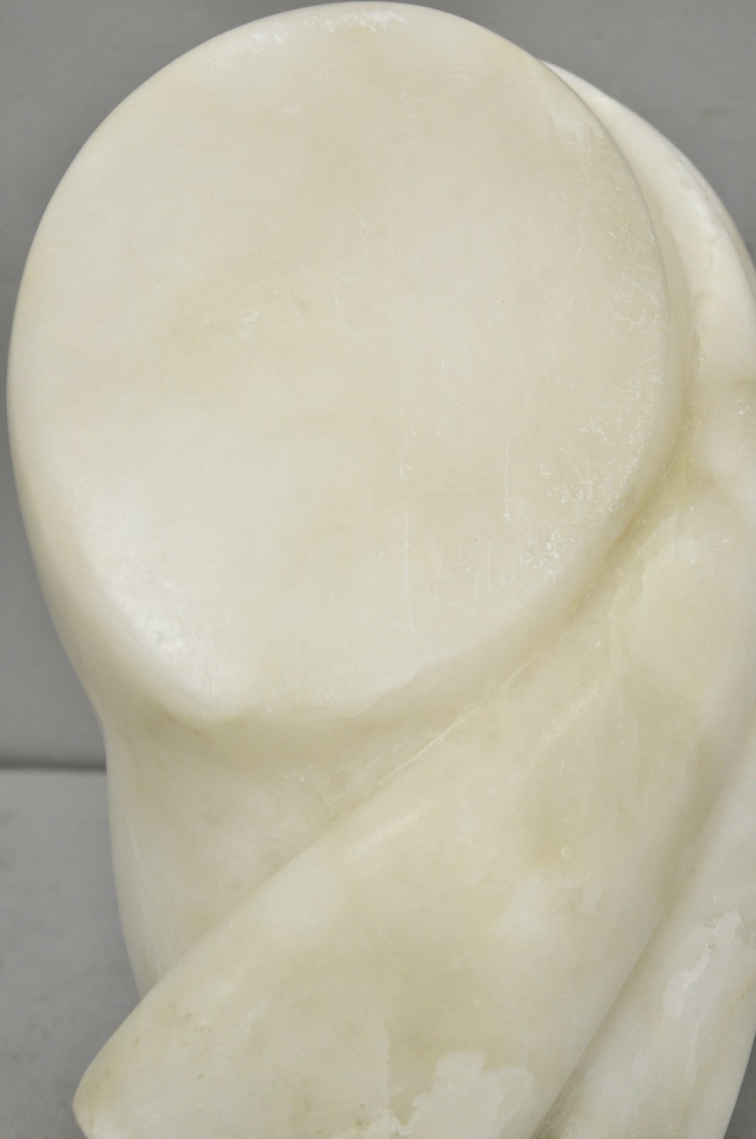 Vintage Modernist Abstract Carved Alabaster Marble Female Bust Figure Sculpture