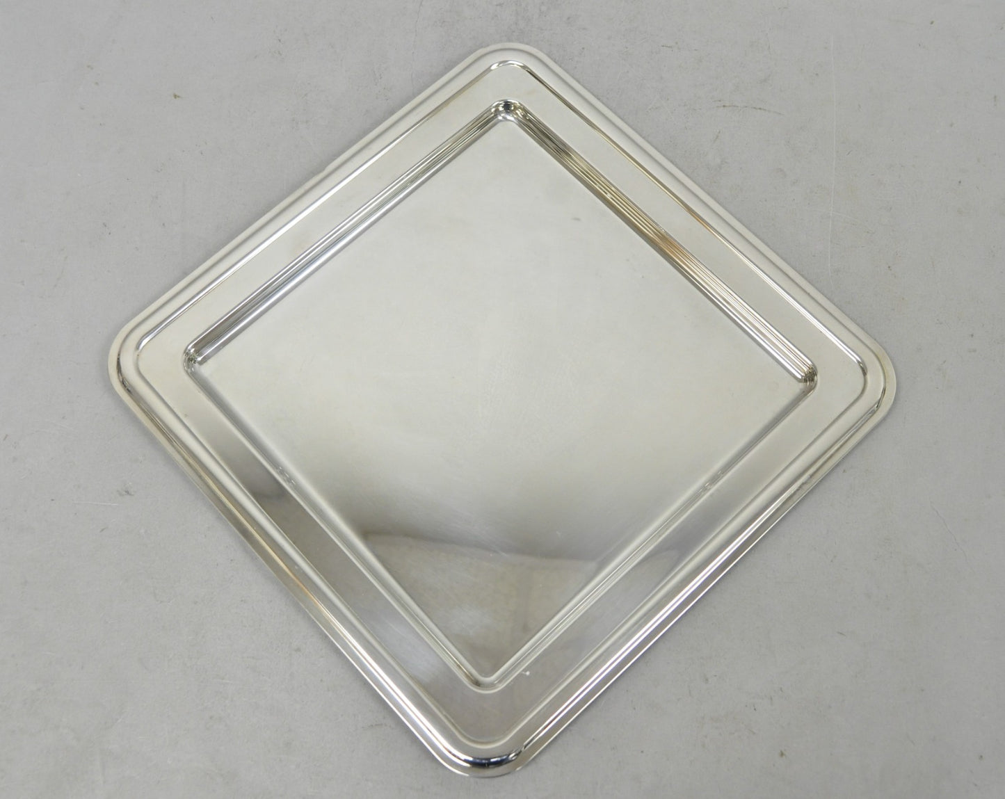 Contemporary Modern Landes Silver Plated 13.5" Square Bar Serving Platter Tray