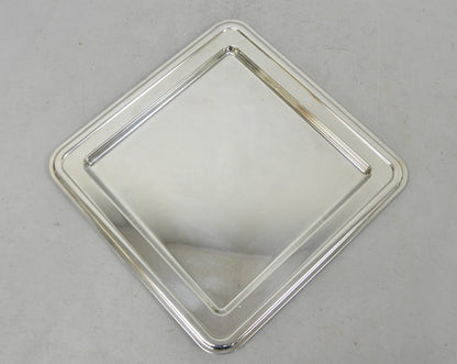 Contemporary Modern Landes Silver Plated 13.5" Square Bar Serving Platter Tray