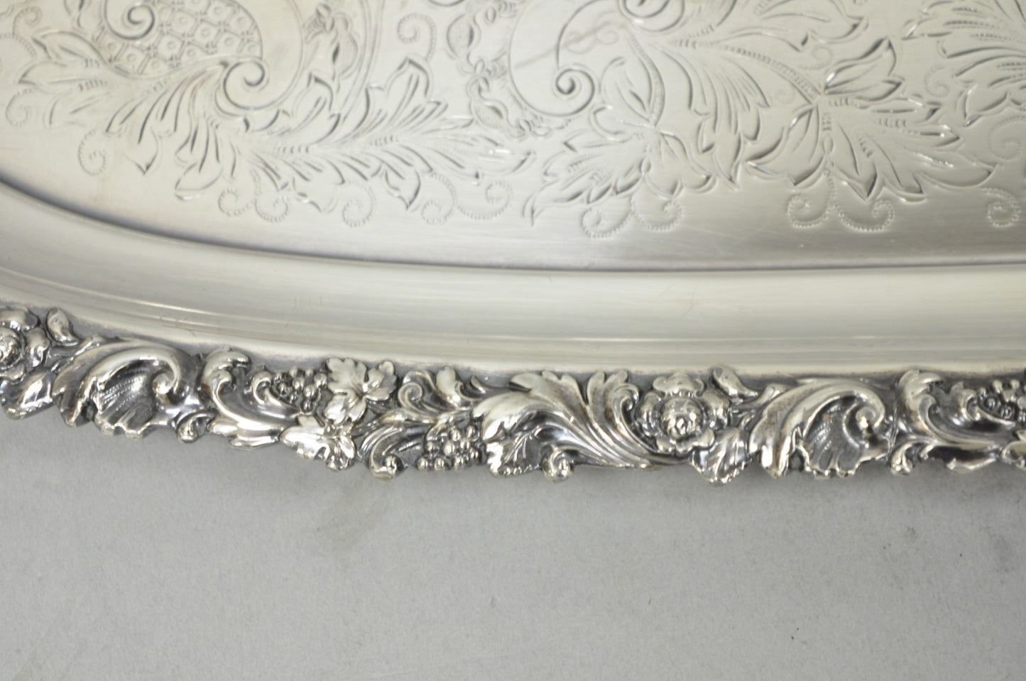 Antique Barker Ellis Victorian Silver Plated Serving Platter Bar Tray Engraved