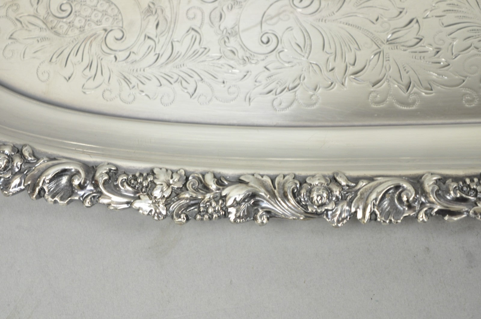 Antique Barker Ellis Victorian Silver Plated Serving Platter Bar Tray Engraved