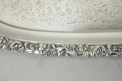 Antique Barker Ellis Victorian Silver Plated Serving Platter Bar Tray Engraved