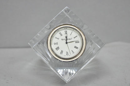Vintage Waterford Crystal Glass Diamond Shaped Meridian Small Desk Clock