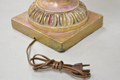 Vintage Italian Hollywood Regency Pink & Gold Ceramic Table Lamp by Brach Allen