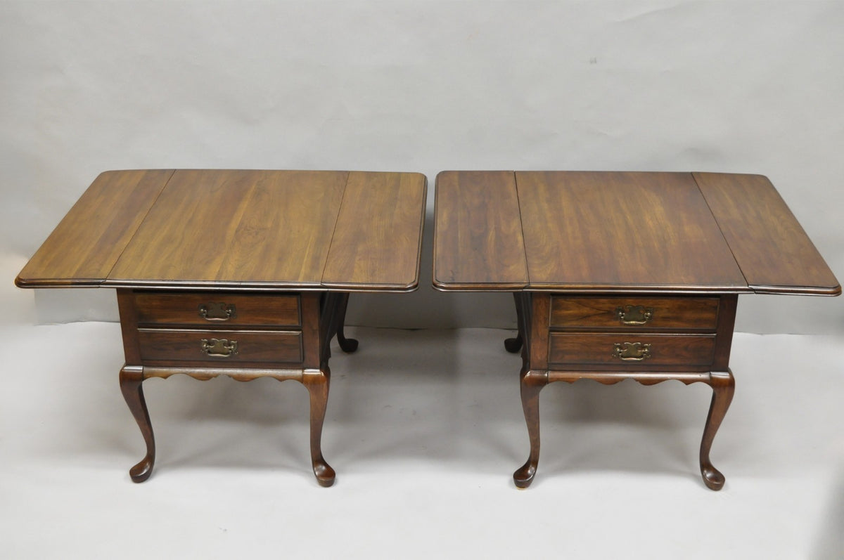 Vintage Pennsylvania House Cherry Wood Drop Leaf Pembroke End Tables - a Pair