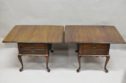 Vintage Pennsylvania House Cherry Wood Drop Leaf Pembroke End Tables - a Pair