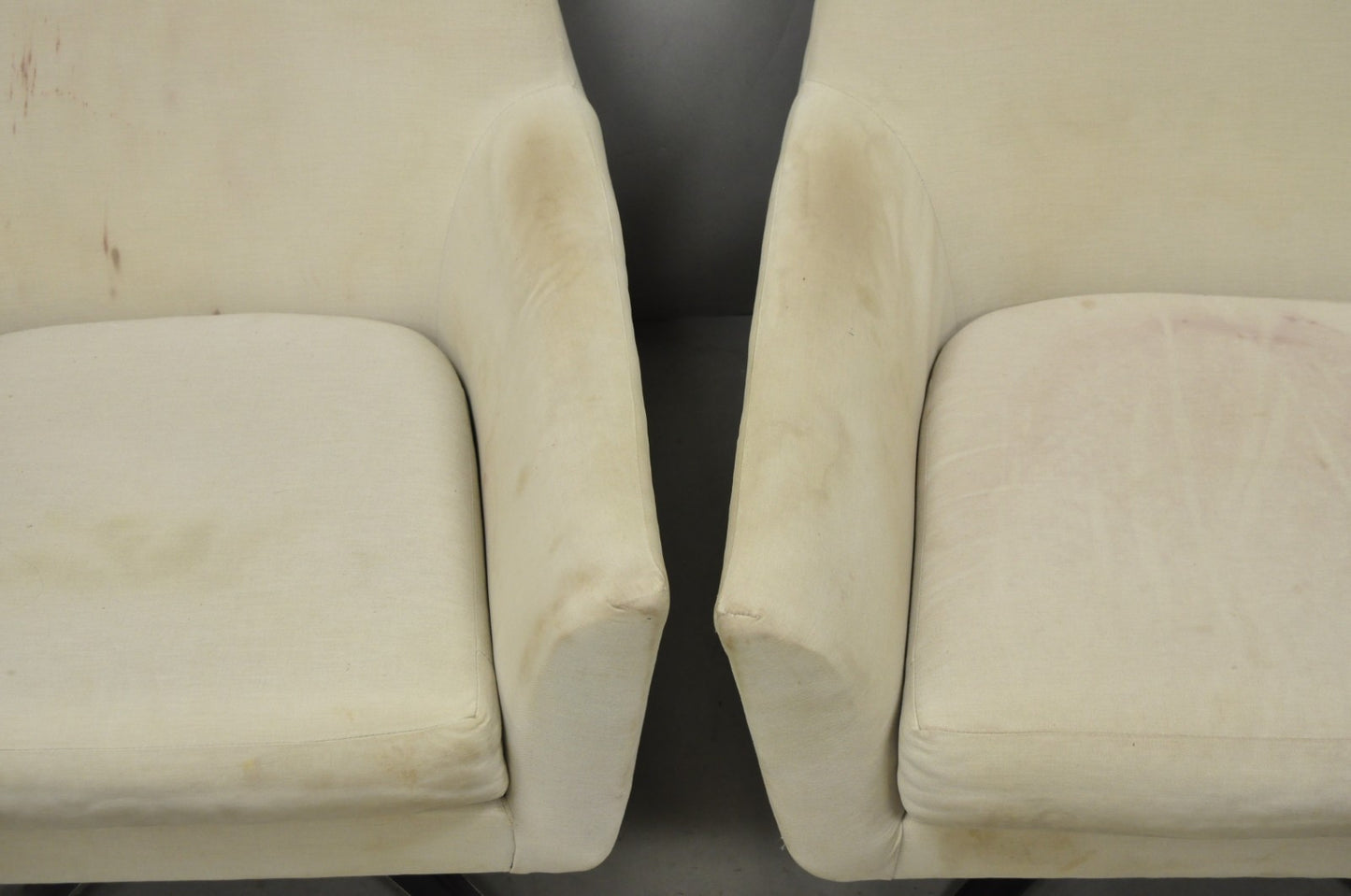 West Elm Lucas Healthcare Swivel Chrome Base Modern Lounge Arm Chair - a Pair