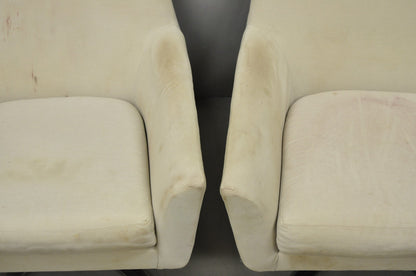 West Elm Lucas Healthcare Swivel Chrome Base Modern Lounge Arm Chair - a Pair