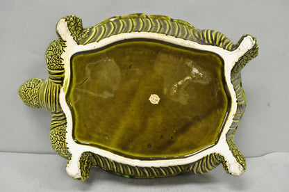 Vintage Tilso Japan Mid Century Modern Green Ceramic Figural Turtle Soup Tureen