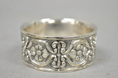 Vintage Victorian Style Silver Plated Floral Embossed Napkin Rings - Set of 12