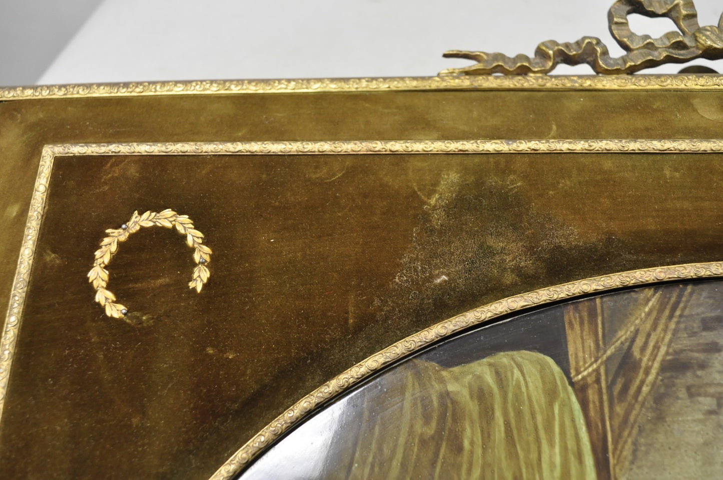 Antique French Painted Porcelain Framed Wall Plaque Signed Jean-Baptiste Greuze