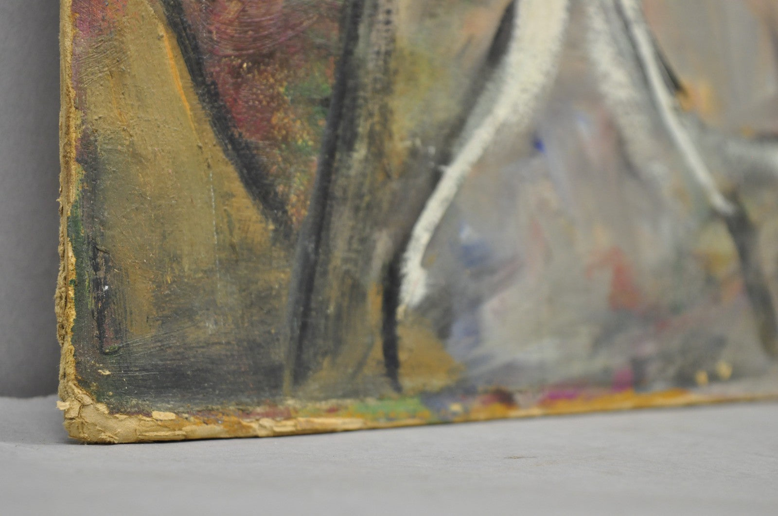 Vintage Samuel Heller "Family Portrait w/ Child B" Oil on Board Painting Signed