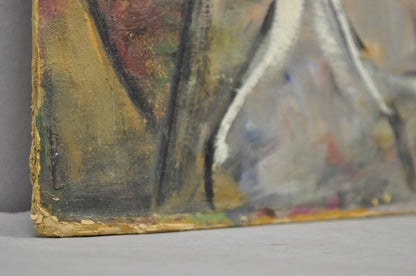 Vintage Samuel Heller "Family Portrait w/ Child B" Oil on Board Painting Signed