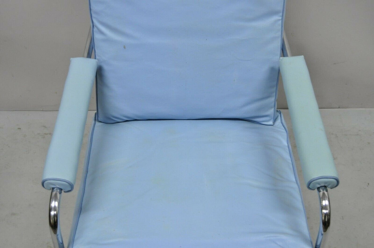 Vintage Gilbert Rohde for Troy Sunshade Art Deco Easy Chair Blue Lounge Chair