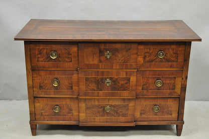 Antique Italian Biedermeier Burr Walnut 3 Drawer Commode Dresser Chest of Drawer