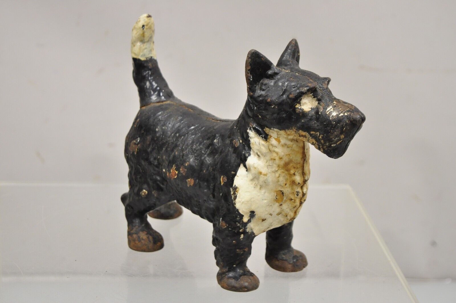 Antique Victorian Cast Iron Small Scottie Dog Metal Black Painted Door Stop