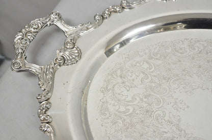 Vintage English Silver Mfg. Silver Plated Large Oval Butlers Platter Bar Tray
