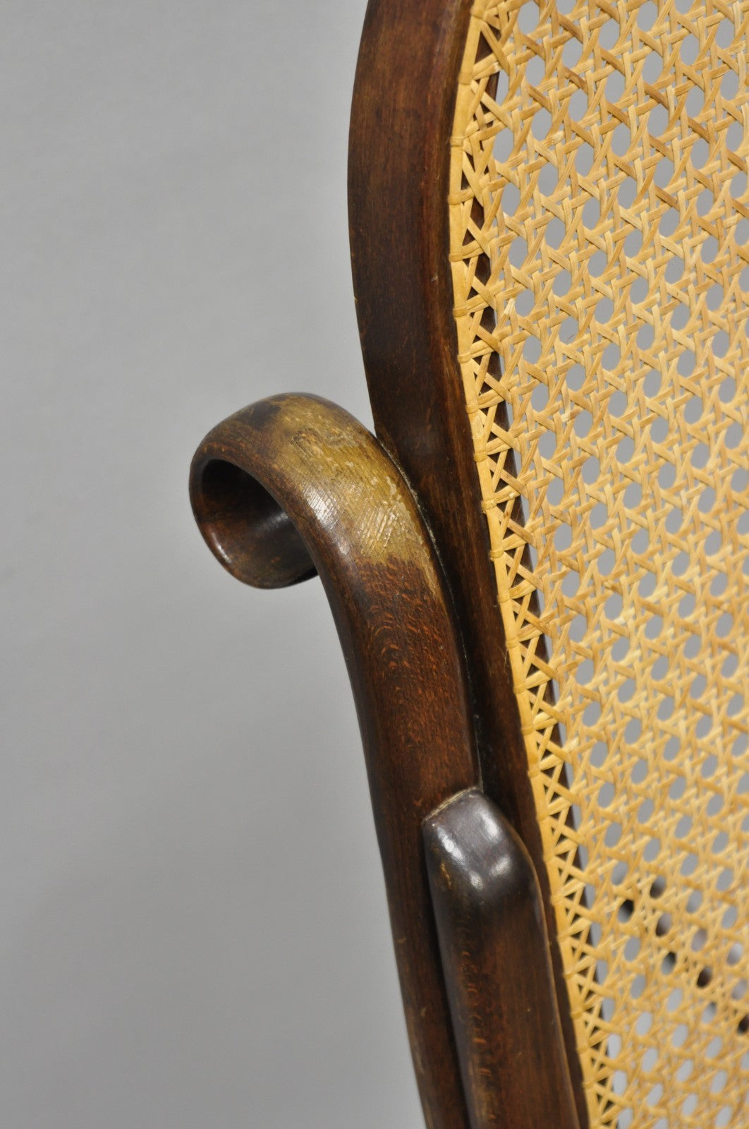 Vintage Mid Century Modern Thonet Style Bentwood & Cane Rocker Rocking Chair (B)
