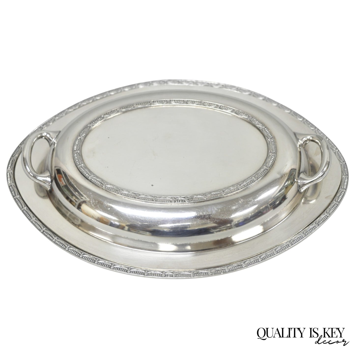 Vintage T&T Silver Plated Victorian Oval Vegetable Serving Platter w/ Drapes