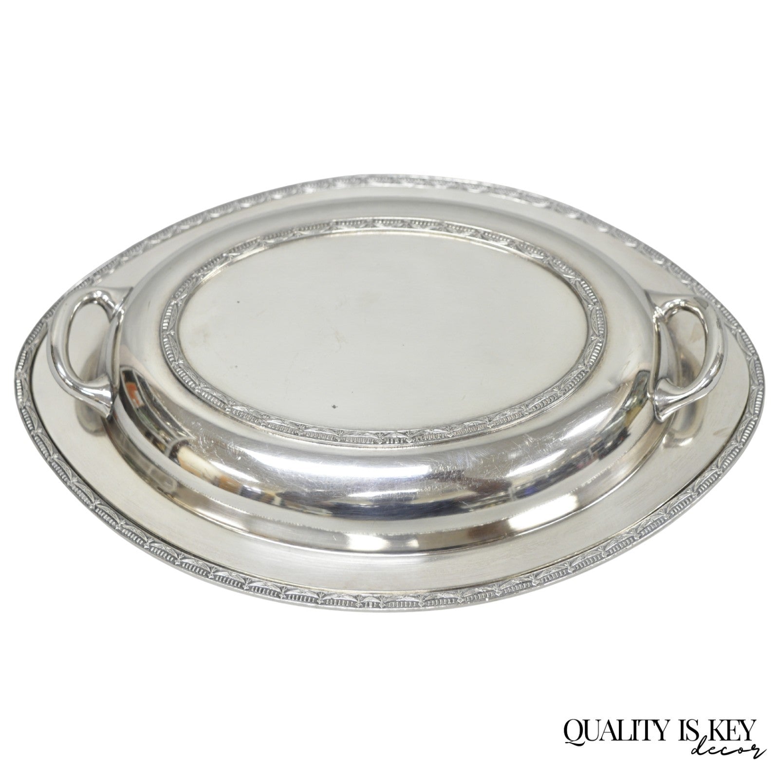 Vintage T&T Silver Plated Victorian Oval Vegetable Serving Platter w/ Drapes