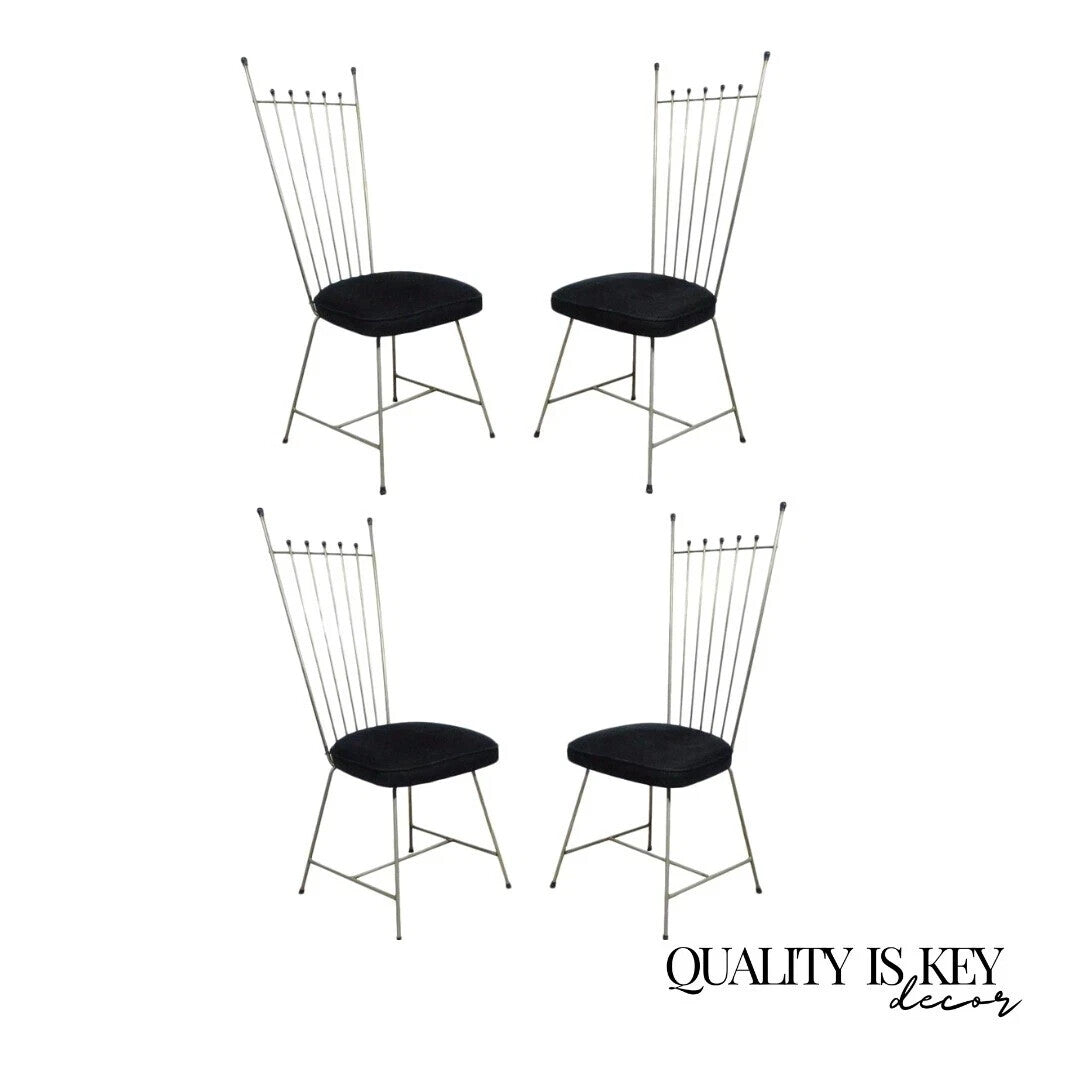 Vintage Mid Century Modern Arthur Umanoff Style Metal Dining Chairs - Set of 4
