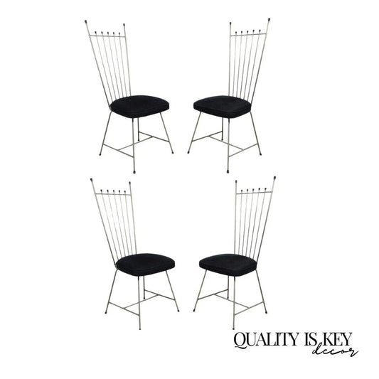 Vintage Mid Century Modern Arthur Umanoff Style Metal Dining Chairs - Set of 4