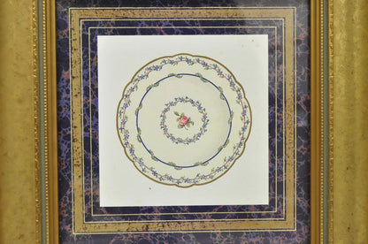 Vintage Artistic Innovations Gold Framed Wall Art Print Plate and Cups, 3 Pc Set