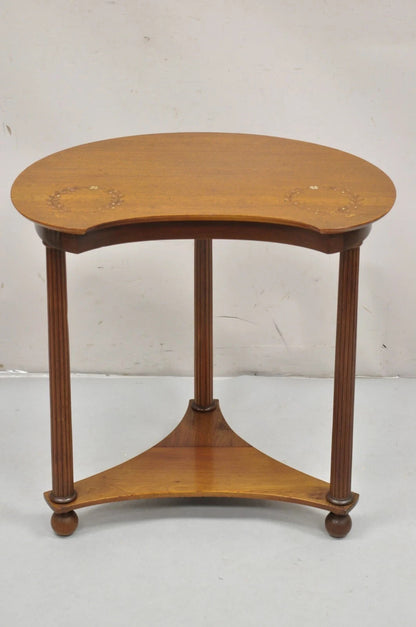 Antique French Empire Mahogany Mother of Pearl Wreath Inlay Accent Side Table