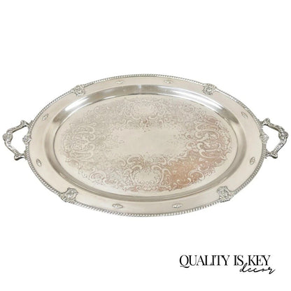 Vintage Rose Point by Wallace 24" Silver Plated Victorian Oval Bar Platter Tray