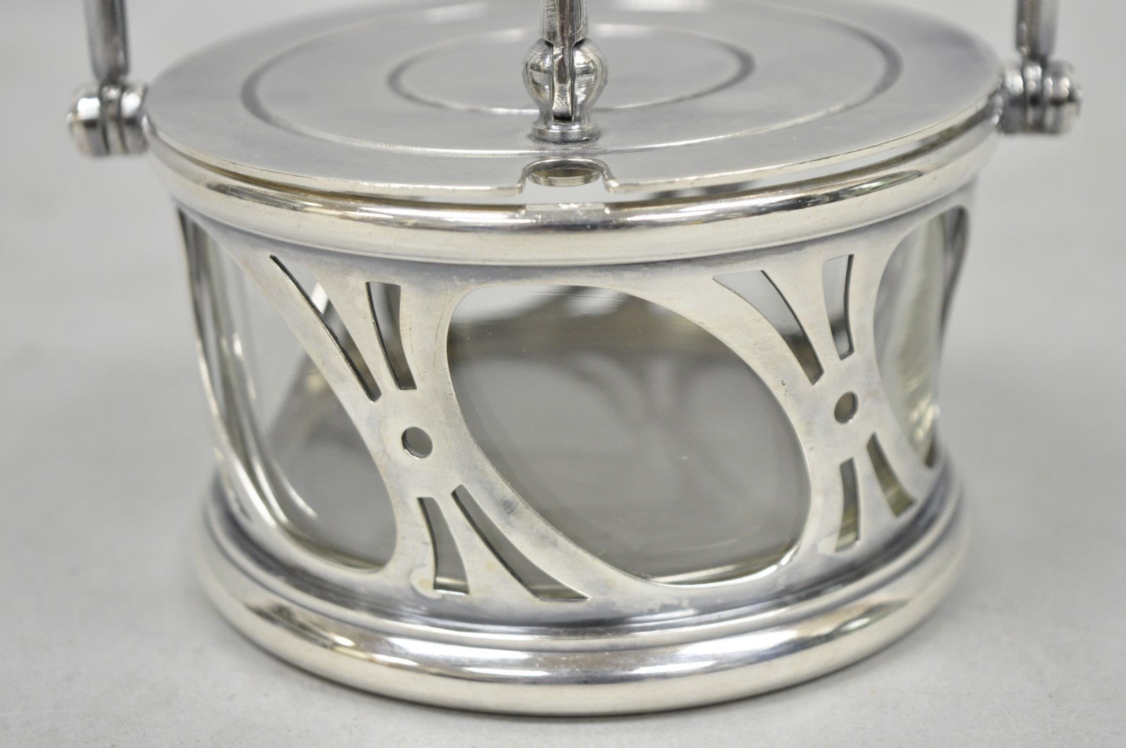 Broggi Classica Collection Silver Plated Hinged Grated Cheese Glass Sugar Bowl