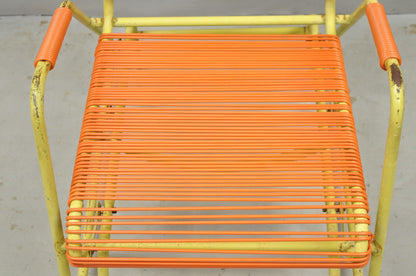 Vintage Mid Century Modern Orange Vinyl Spaghetti Strap Glider Lounge Chair