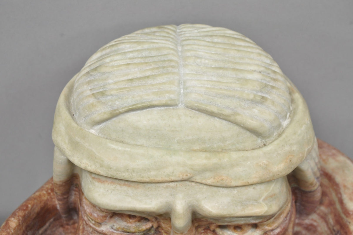 Vintage Seymour Shuren Modern Carved Pink Marble Native American Bust Sculpture