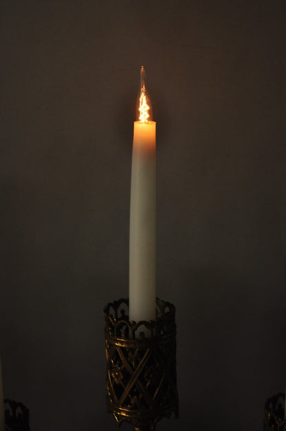 Oscar Bach French Renaissance Gothic Brass 3 Arm Candelabra Table Lamps - a Pair