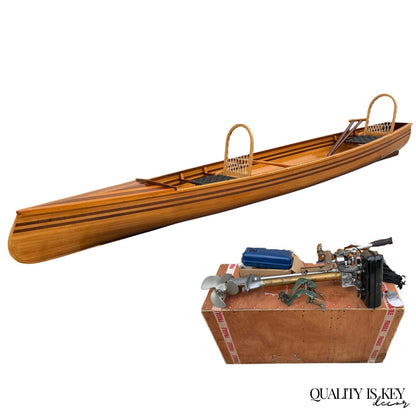 Cedar Strip Built 14' Square Stern Canoe & British Seagull 40 Outboard Motor