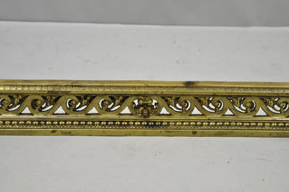 Antique French Louis XVI Brass Bronze Flame Finial Andirons w/ Adjustable Fender