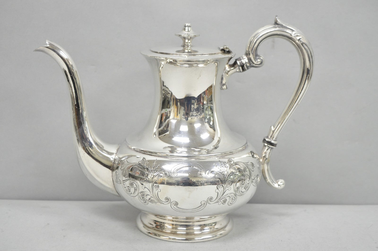 Vintage Victorian Silver Plated Floral Repousse Tea Kettle Teapot w/ Monogram