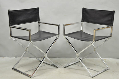 Vintage Daystrom Mid Century Modern Chrome & Naugahyde Directors Chairs - Pair