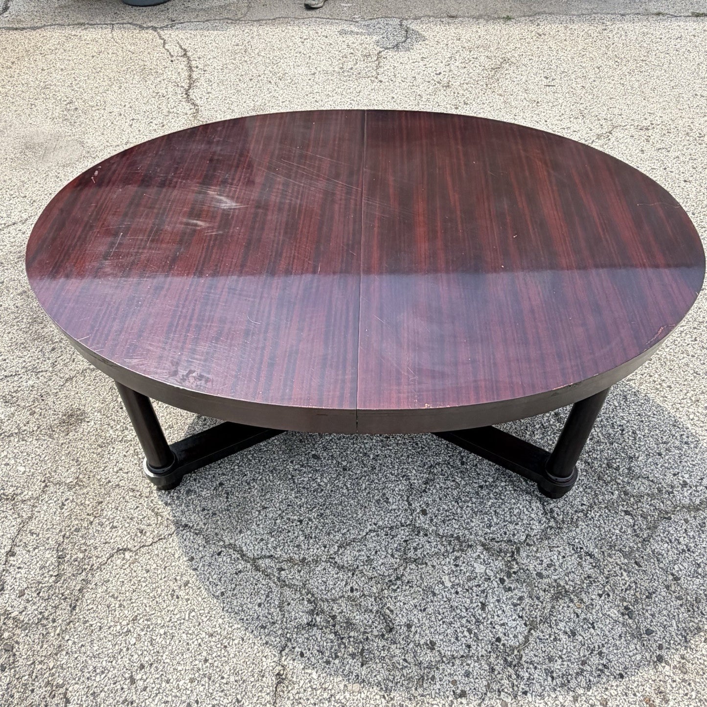 Baker Barbara Barry Art Deco Style Oval 2 Leaf Extension Mahogany Dining Table