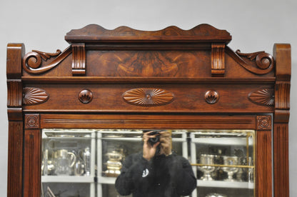 Antique Eastlake Victorian Burl Walnut Marble Top Washstand Dresser w/ Mirror
