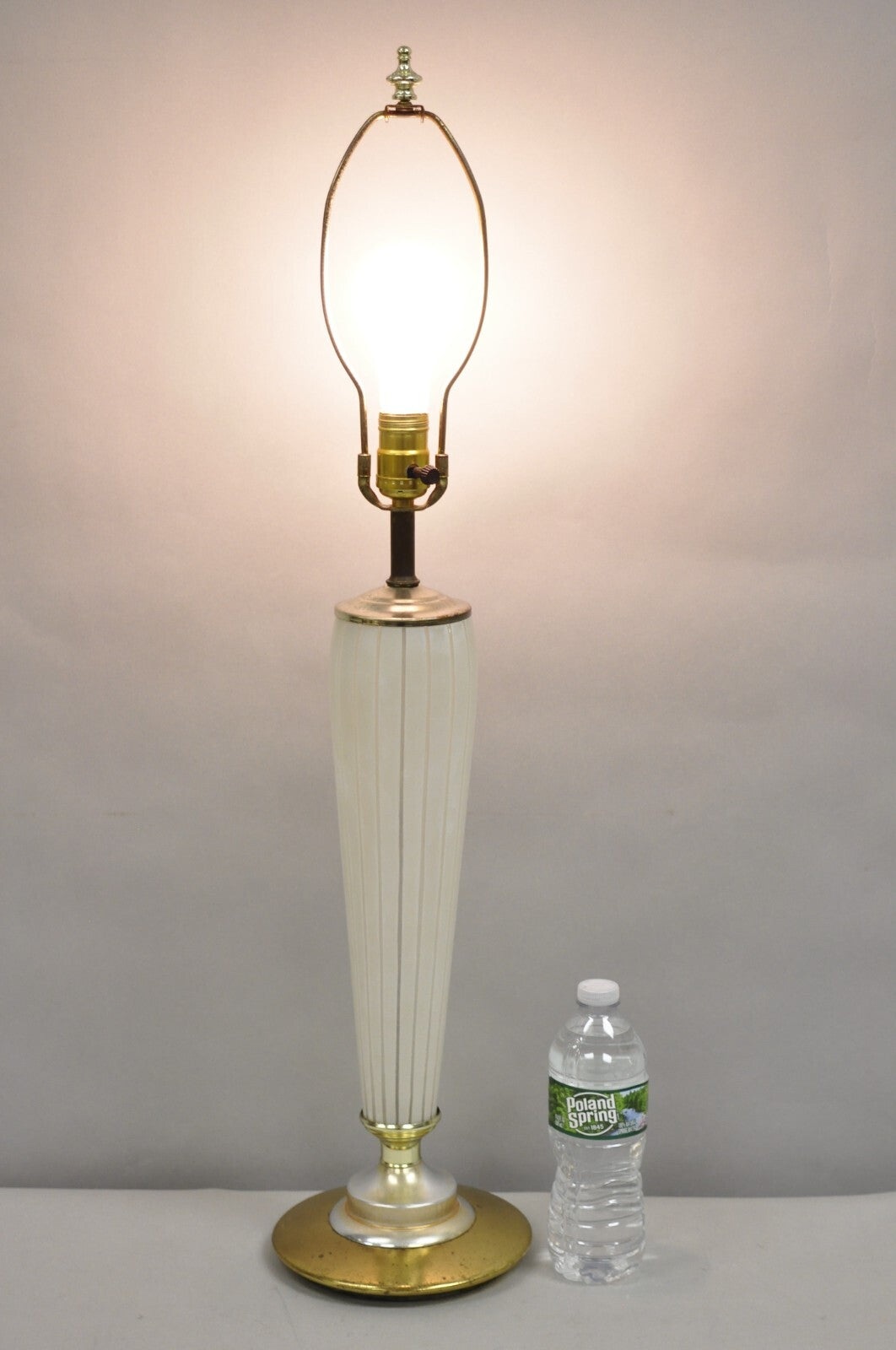 Vintage Italian Mid Century Modern Tapered Glass Art Deco Table Lamp
