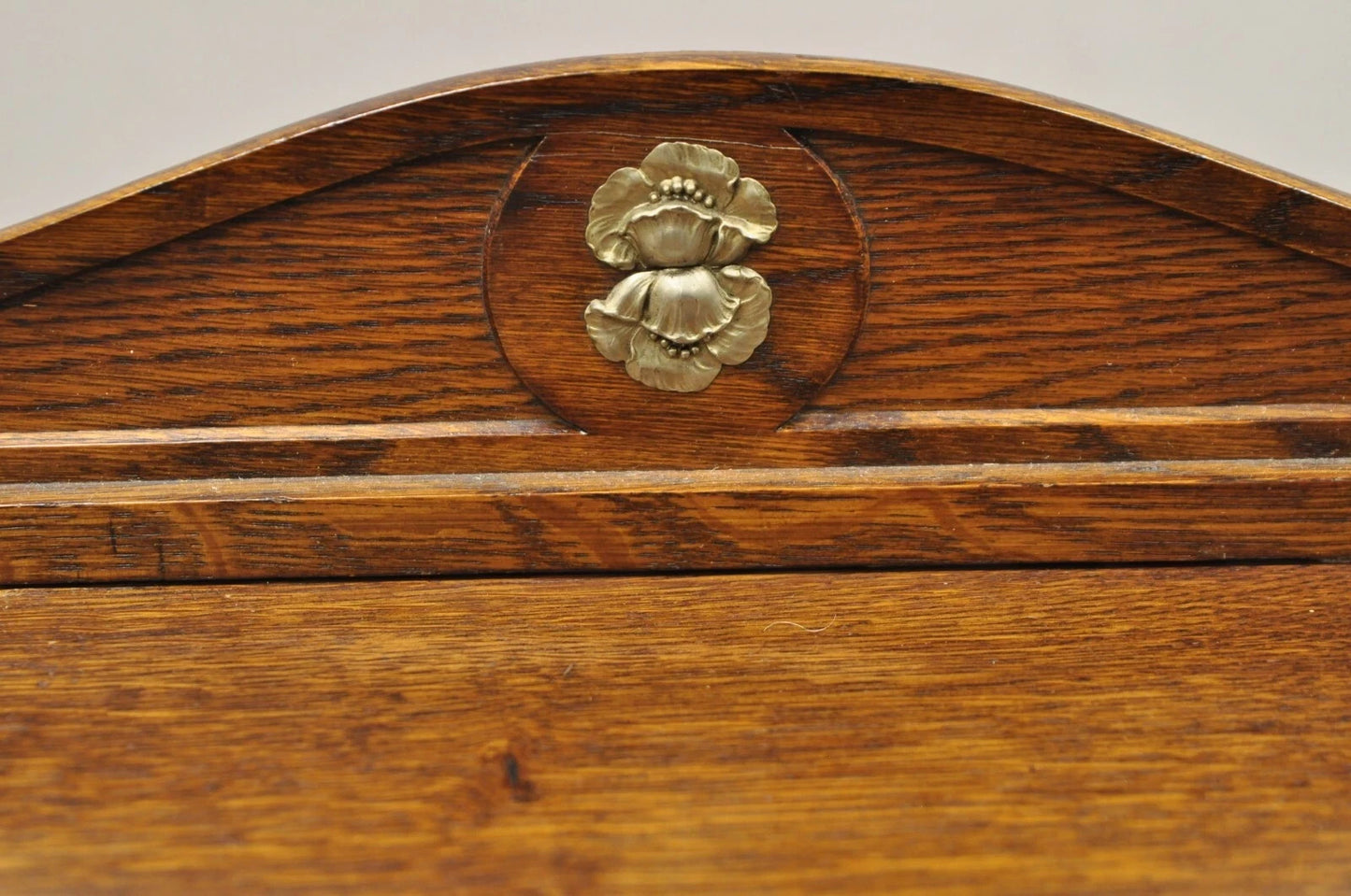 Antique English Victorian Oak Wood Desktop Portable Lap Desk Letter Holder