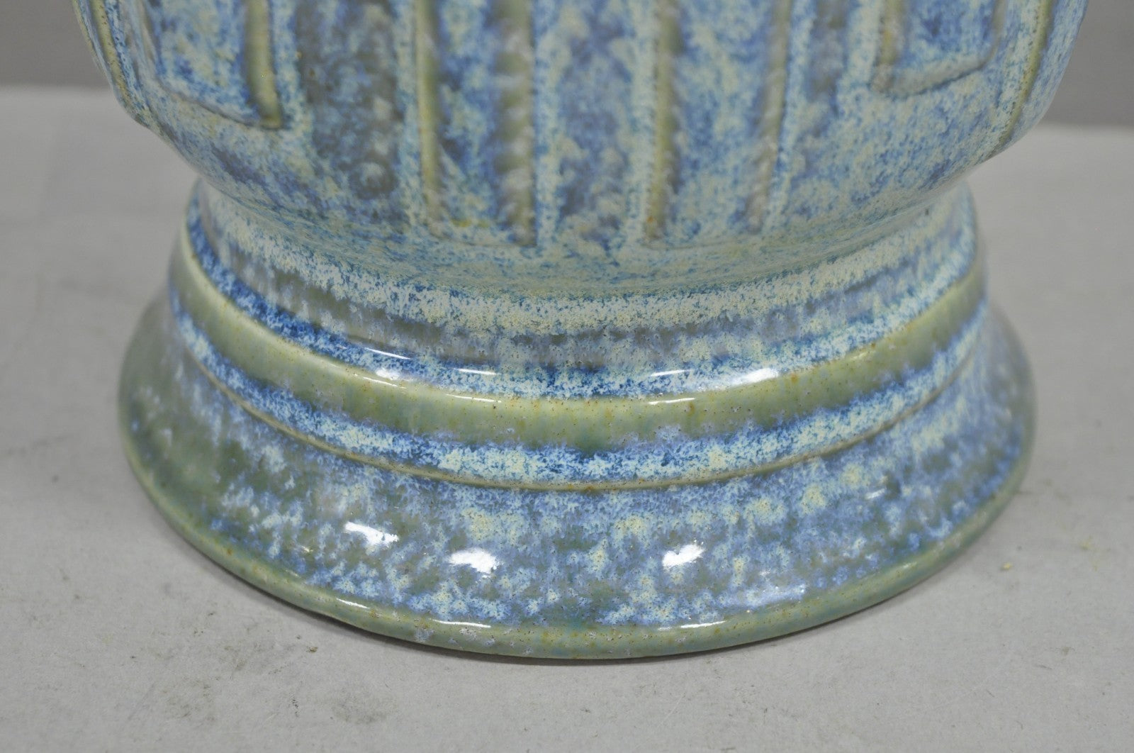 Vintage Mid Century Modern Blue & Green Drip Glaze Ceramic Pottery Table Lamp