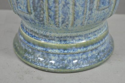 Vintage Mid Century Modern Blue & Green Drip Glaze Ceramic Pottery Table Lamp