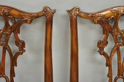 Chippendale Style Carved Mahogany Dining Side Chairs attr Theodore Alexander - 4