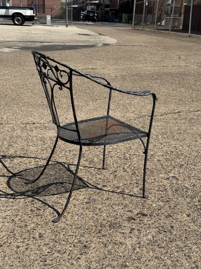 Salterini Style Wrought Iron Garden Patio Arm Chairs by Florentine Craft Studio